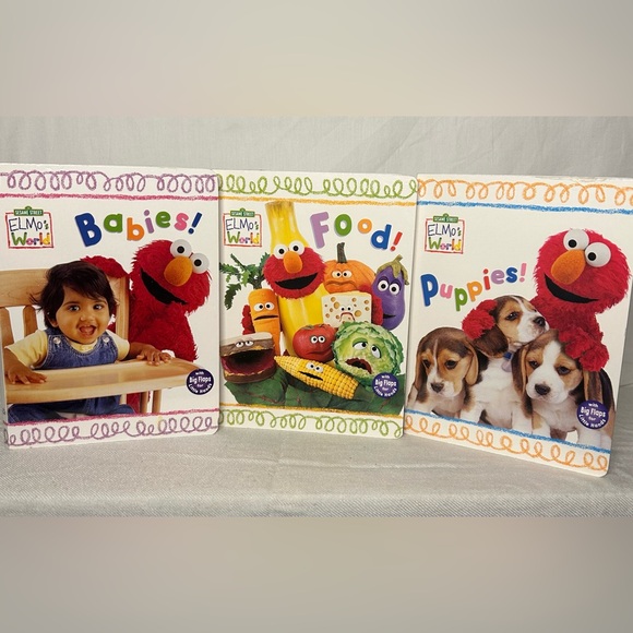 123 Sesame Street Elmo’s World First Flap-Book Library with 3 Sturdy Board Books - Picture 2 of 7